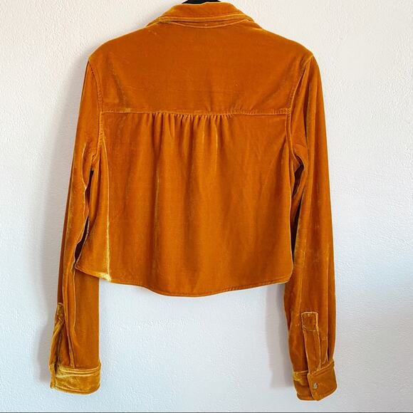 Forever 21 Contemporary Mustard Velour Crop Top Size Small - Picture 9 of 9